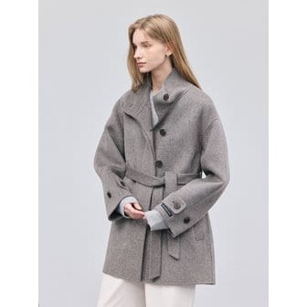 히이크 Camel Wool Handmade Half Coat_Brown Gray