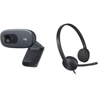  일본 로지텍 화상카메라 [Lucky Bag] Logitech C270 H340r Webcam USB Headset Home Work Set 16