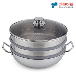 일품 통3중 스텐 3단 찜냄비 33cm/ 찜솥 찜기/인덕션가능