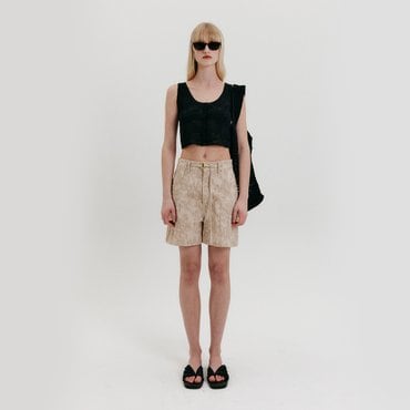 EENK Belted Denim Shorts - Beige