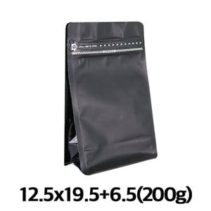  이지포장 무광 블랙 박스 파우치 200g 50매 스탠드 지퍼백 원두 커피 봉투 기본형
