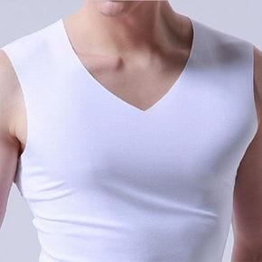 V넥 심리스 쿨 기능성 나시 티셔츠무봉제 KK868 [WF135BB][35088857]