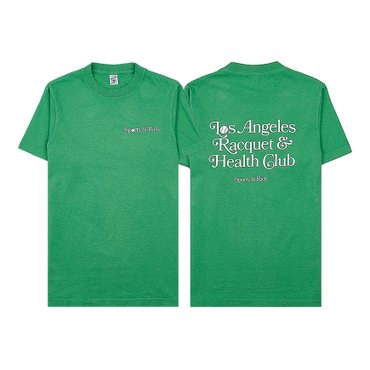 스포티앤리치 로고 코튼 반팔 티셔츠 LA RACQUET CLUB T SHIRT VERDE WHITE