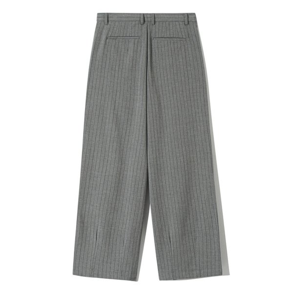 투턱 와이드 스트라이프 슬랙스 그레이