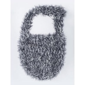 Vintage Handmade Crochet Fur Large Cross Bag _ Black