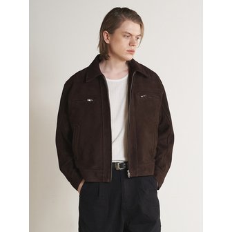 스페로네 [리얼레더] 프리미엄 고트 램 스웨이드 레이어 자켓 (다크 브라운)