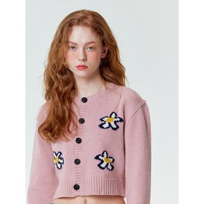 CROP FLOWER CARDIGAN PINK