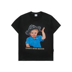 COWBOY LETTERING BABY FACE SHORT SLEEVE T-SHIRT BLACK BF카우보이레터링 블랙