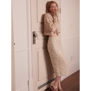 Madison Sequin Straight-fit Skirt [Beige]