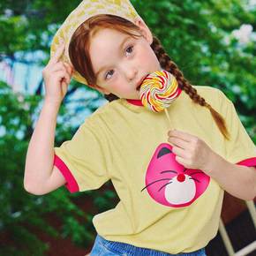 키즈 스마일캣 티셔츠 하프슬리브