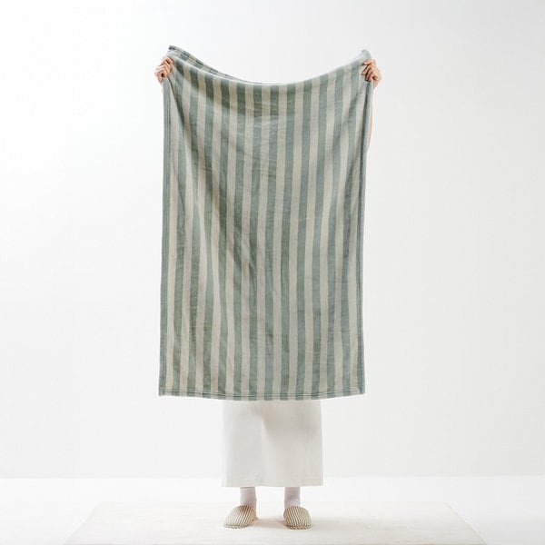 스트라이프 극세사 블랭킷 80X130cm 2개 세이지그린 J605402000141