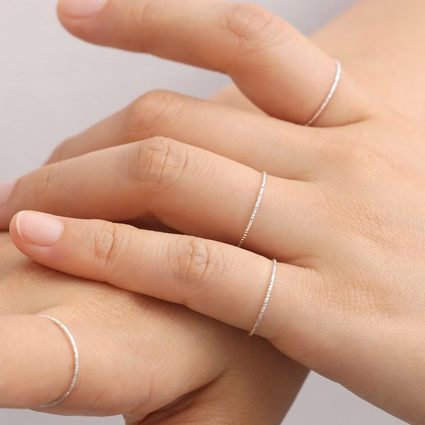 92.5 실버 다이아커팅 레이어드 열손가락 실반지 5종세트