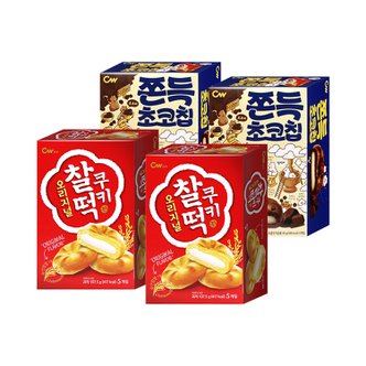 너만아는과자점 CW 청우 쫀득초코칩 90g 2개 + 찰떡쿠키 107.5g 2개