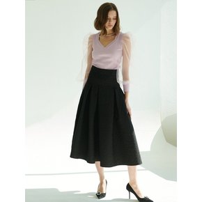 Rosie Jacquard Flare Skirt [Black]