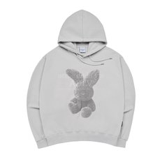 GREY FUZZY RABBIT HOODIE GREY - 퍼지레빗