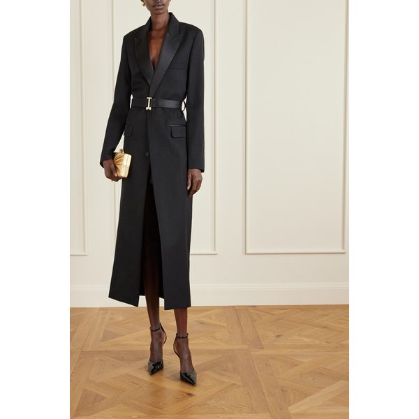 벨티드 새틴 트림 트윌 코트 46376663162953962