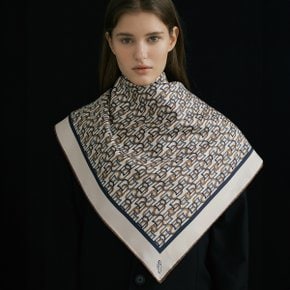 Chain Square Silk Scarf 90 - Beige/Camel