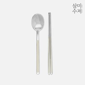 [삼미수저] 레이디 아이보리 세라믹 키즈용 한식 수저 1벌