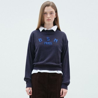 벤시몽 [23FW] VINTAGE PATCH LOGO KNIT - NAVY