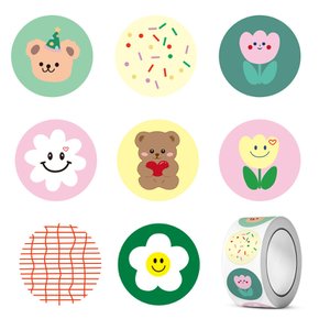 유치원 답례품 학원 큐티 원형 생일선물 구디백 스티커 귀여운 500매 선물포장 스티커