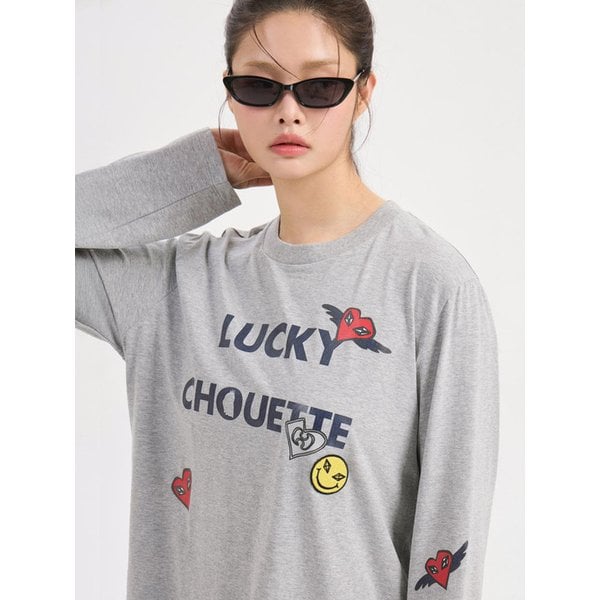 Lettering Point Loose Fit Long Sleeve T-shirt (melange grey) LFTAS26110GYM