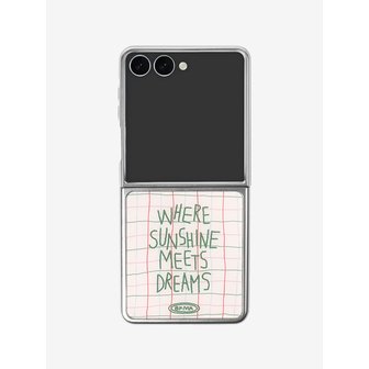 벌룬프렌즈 메시 어드벤쳐 선샤인 베이지 체크 실버 글라스 Z플립 폰케이스