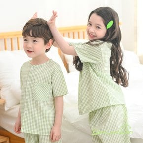 코코 그린 체크 시어서커 잠옷