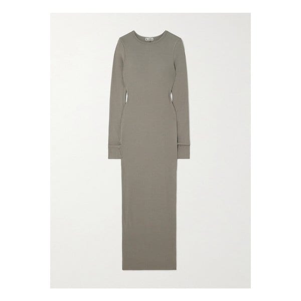 에턴 크루넥 리브 스트레치 저지 맥시 원피스 1647597338536401