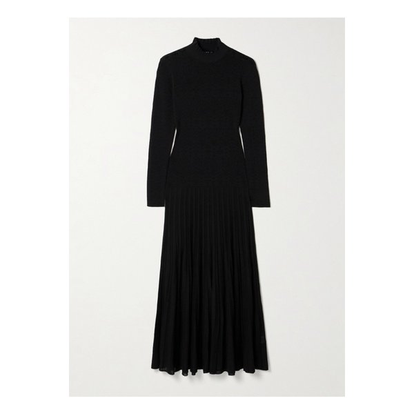 지솔 패널 포인텔 니트 터틀넥 맥시 드레스 블랙 1647597350563398