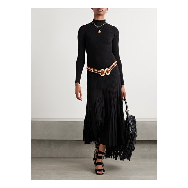 지솔 패널 포인텔 니트 터틀넥 맥시 드레스 블랙 1647597350563398
