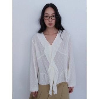 아우로(ouro) FLORAL JERSEY BLOUSE [ IVORY ]