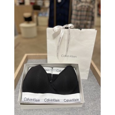 Calvin Klein Underwear (선물포장) 모던 코튼 스쿱백 브라렛+2PK 드로즈 커플 SET (QF5490-F3787AD-001,NB3985-UJH)