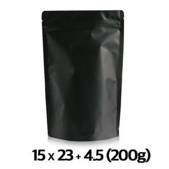  이지포장 무광 블랙 스탠드 지퍼백 원두 커피 봉투 200g 50매 기본형