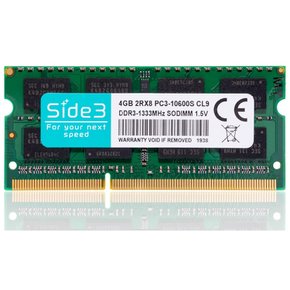 사이드3 (Side3) 노트북 PC용 메모리 PC3-10600(DDR3-1333) 삼성 메모리 탑재 (4GB x 1)