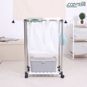 디오 분리수거대 2구 재활용 쓰레기 분리수거함 전용 스티커 포함