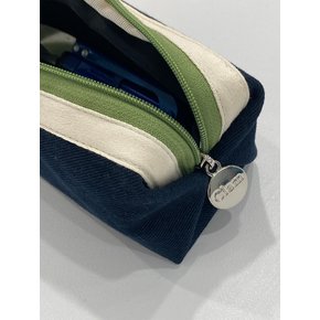 round pencilcase _ Navy and green