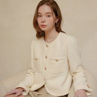 룩캐스트 [IV-S : 11/15 예약배송] 그레타 트리밍 트위드 자켓 / GRETA TRIMMING TWEED JACKET_2colors