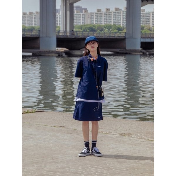 나일론 미디 스커트 (네이비)