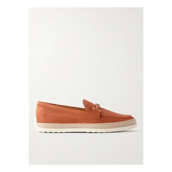 토즈 곰마 장식 가죽 라피아 트리밍 스웨이드 로퍼 크림슨 레드 46376663162832119