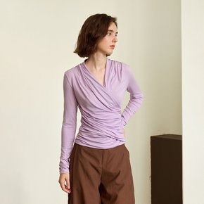 YY_V-neck slim long sleeve top_2color