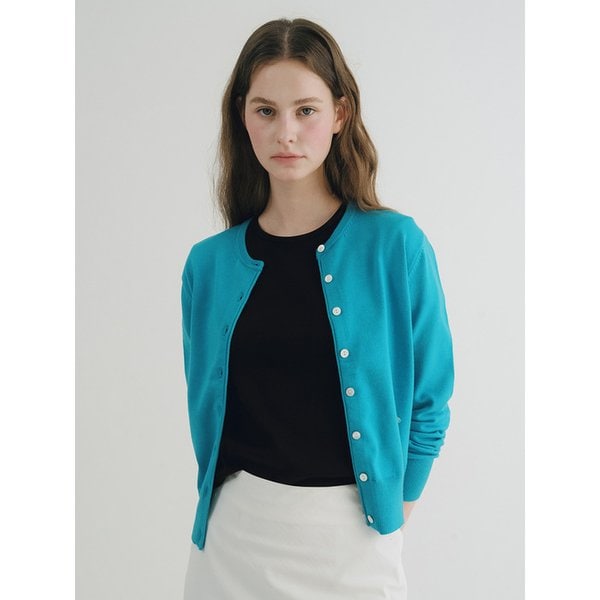 Q Stitch Point Viscose Cardigan_Capri Blue