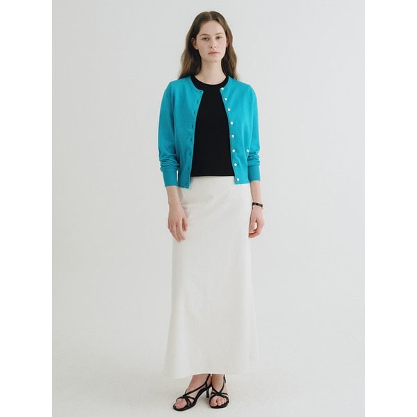 Q Stitch Point Viscose Cardigan_Capri Blue