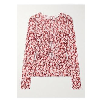 이자벨마랑 글래디스 주름 컷아웃 플로럴 프린트 스트레치 저지 탑 레드 46376663162889877