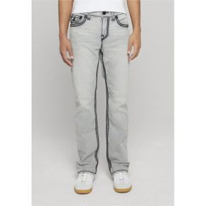 True Religion 트루 종교 리키 슈퍼 QT 플랩 34 인심 - 스트레이트 핏 청바지 회색 7493060