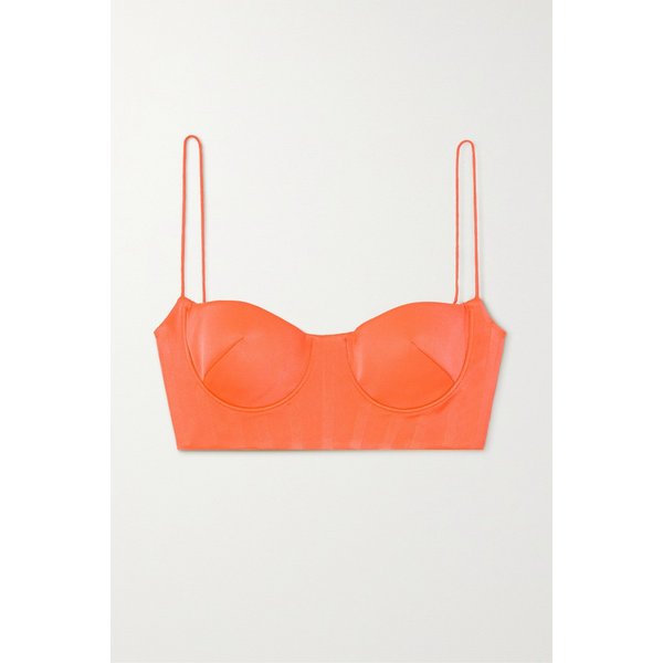 알렉스 페리 할트 크롭 네온 새틴 크레이프 탑 오렌지 1647597290203966