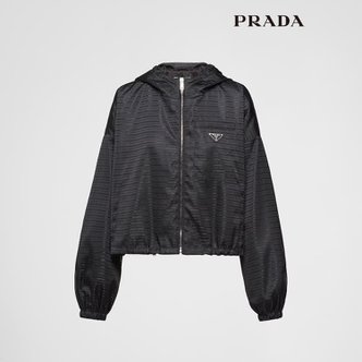  프라다 23FW 크롭 나일론 후드 블루종 바람막이 자켓