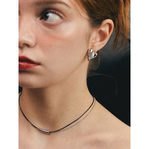 Ball Chain Leather Choker.