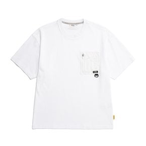 N232MTS901 가슴 포켓 세미 오버핏 반팔 티셔츠 WHITE