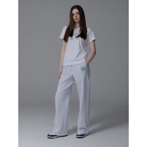 CLOVER SWEAT PANTS_WHITE MELANGE GREEN/IVORY GREEN