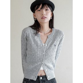 Lossy  Cashmere Cable Patch Cardigan_gray